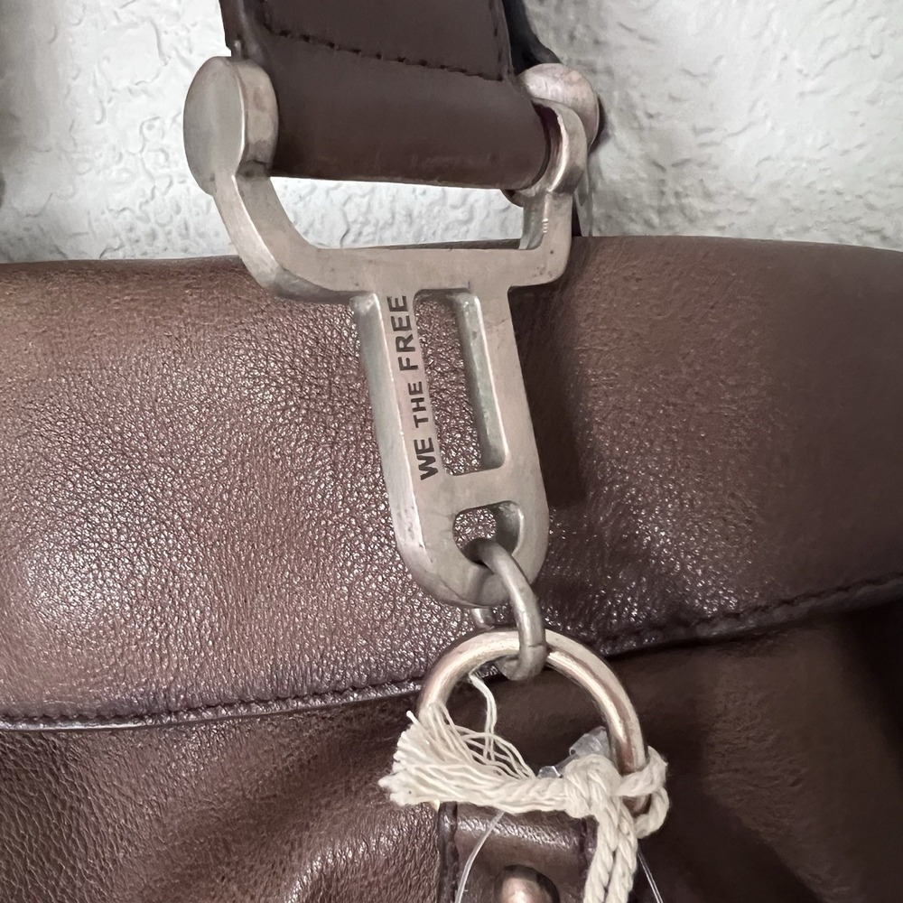 NWT We The Free Harper Shoulder Bag Free People Leather Flap Top Chocolate Brown - Picture 6 of 9